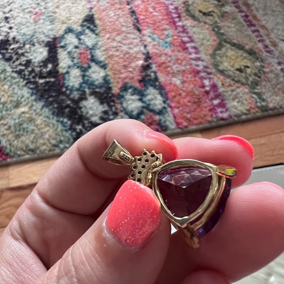 Stunning amethyst sapphire and 14k gold pendant and earring set w display case! - Picture 12 of 12